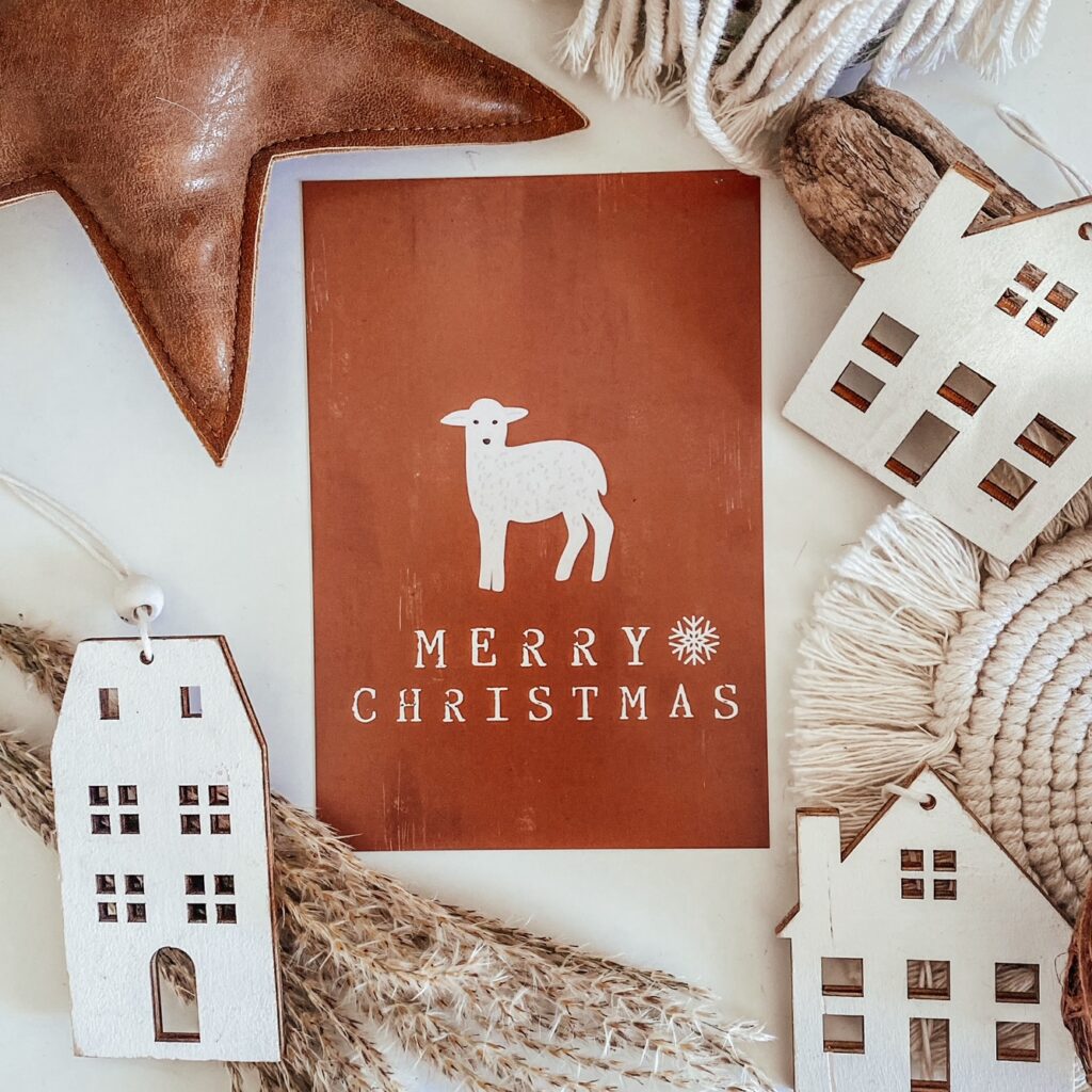 Postkarte Weihnachten Schaf Schatzls Schatzkisterl