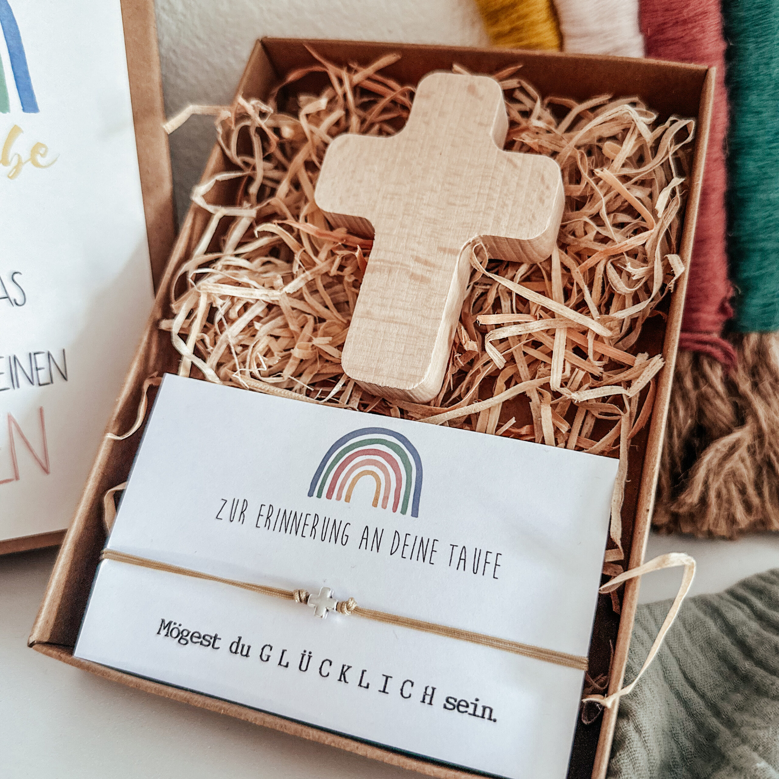 Geschenkeset zur Taufe, Armband und Kreuz