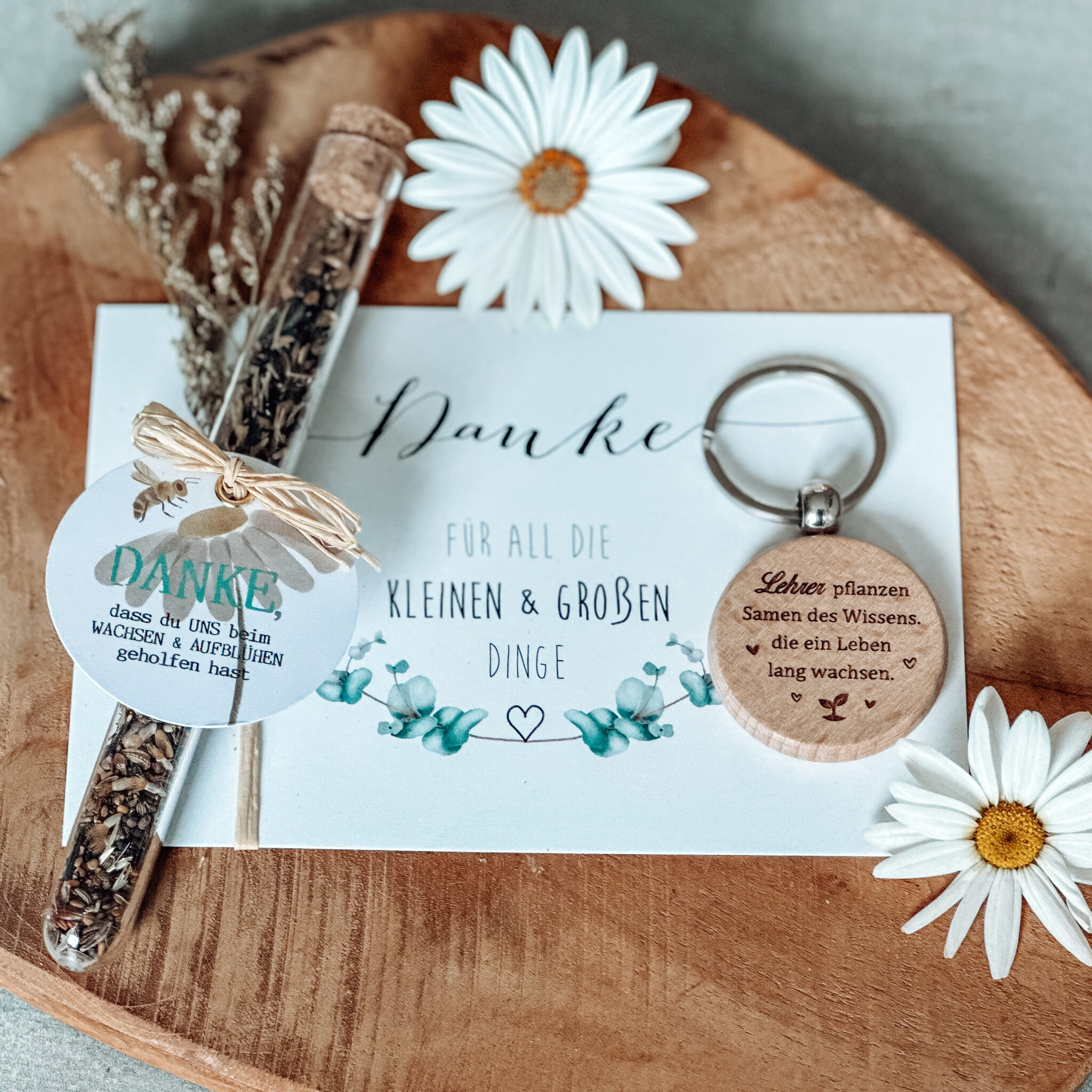 Dankeschön-Geschenkset Für Lehrer – Make-up-Tasche, Gelstift & Schlüsselanhänger Mit Gravur